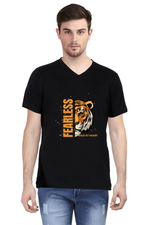 Fearless Winner - Vneck Half-Sleeve T-Shirts for Men