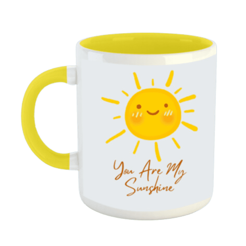 white yellow color coffee mug