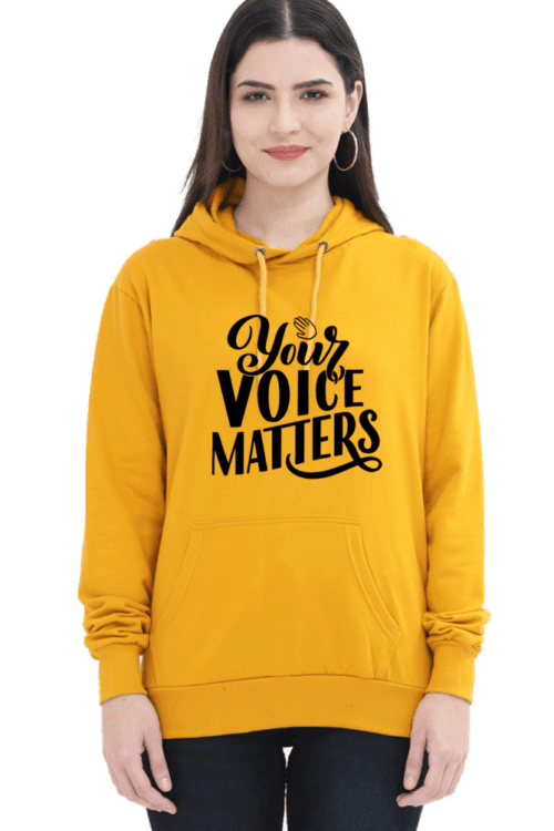 Your Voice Matters Hooded SweatShirt Mustard Yellow color - Glint From Webtirety