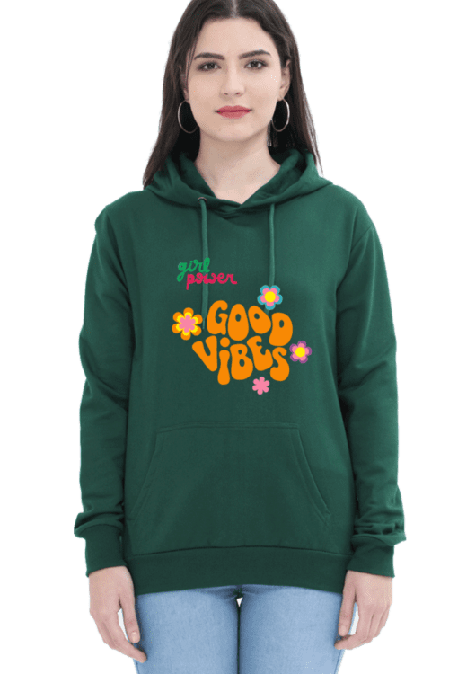 Unleash your inner powerhouse with our 'Girl Power, Good Vibes' hoodie