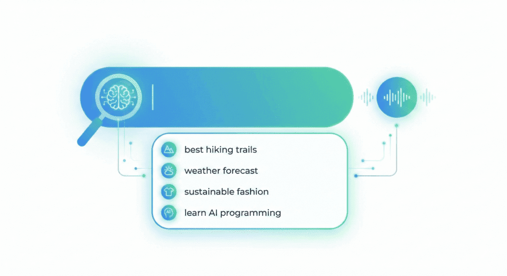 Search bar with autocomplete suggestions by AI